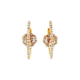 Diamond Flower Hoop Earrings-Diamond Flower Hoop Earrings -