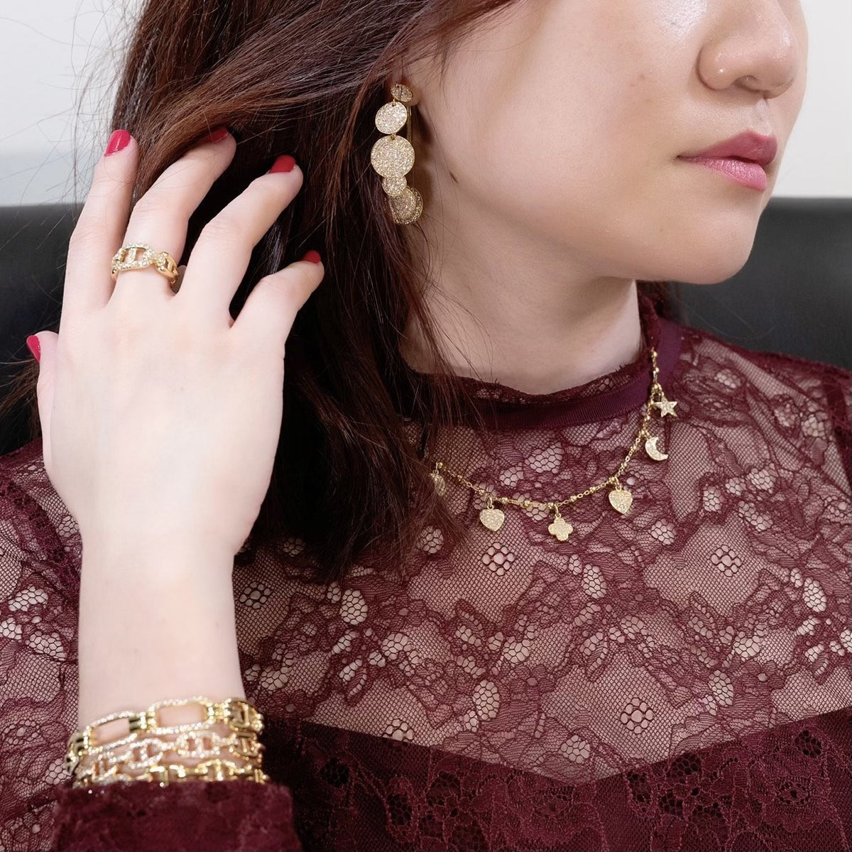 Diamond Hoop Earrings -