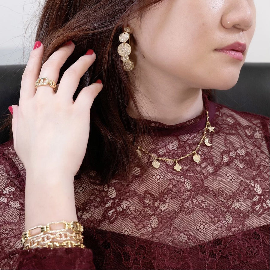 Diamond Hoop Earrings -