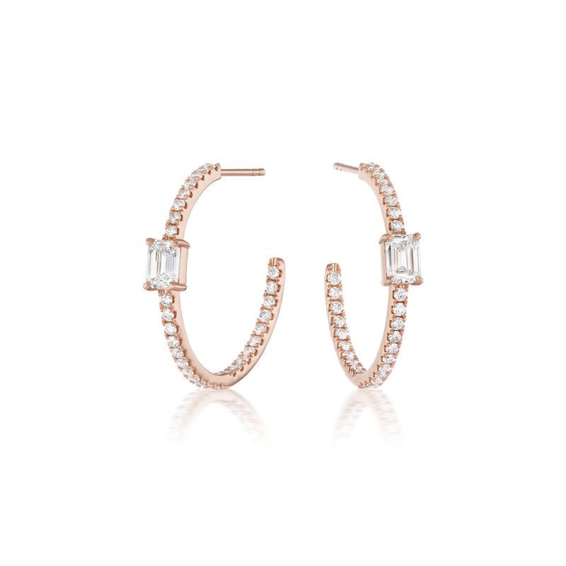 Diamond Hoop Earrings-Diamond Hoop Earrings - DENKA04499