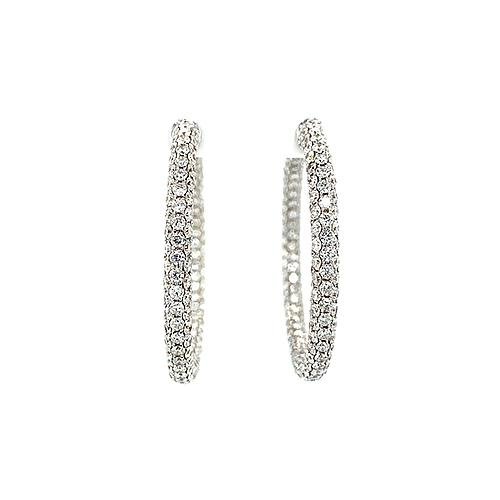 Diamond Hoop Earrings-Diamond Hoop Earrings -