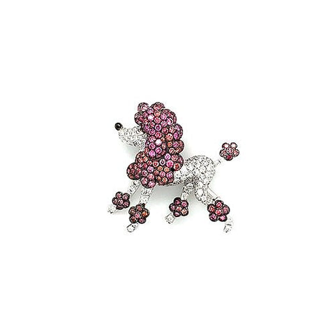 Diamond Poodle Brooch-Diamond Poodle Brooch - DITIJ00064