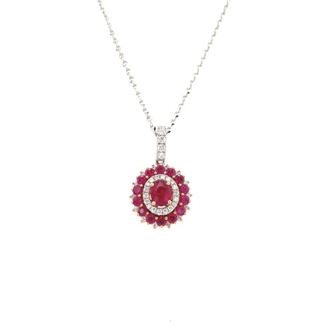 Diamond Ruby Pendant and Chain-Diamond Ruby Pendant - RNTIJ00133