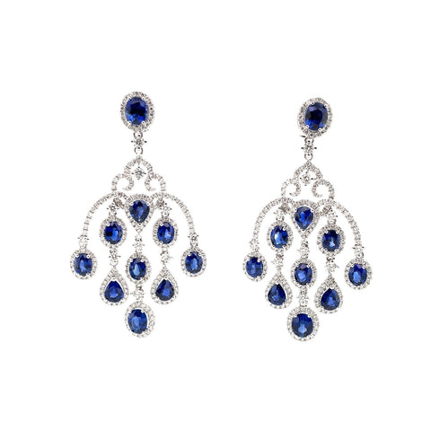 Diamond Sapphire Chandelier Earrings - SETIJ00760