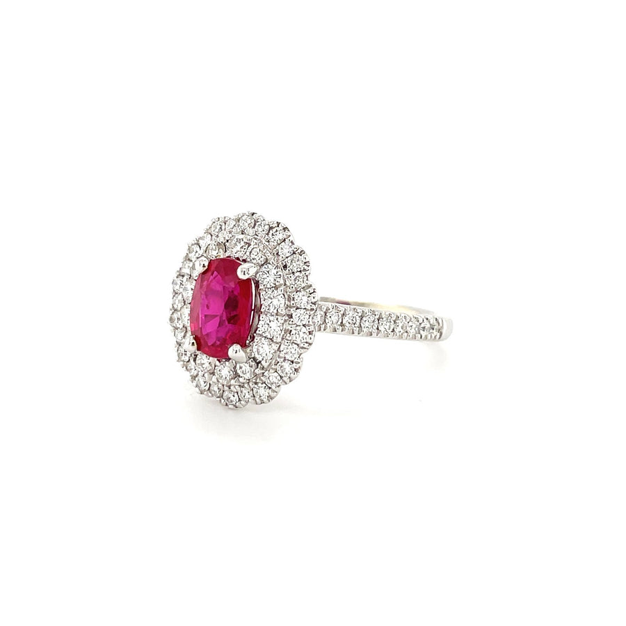 Double Halo Ruby Diamond Ring - RREDW00448