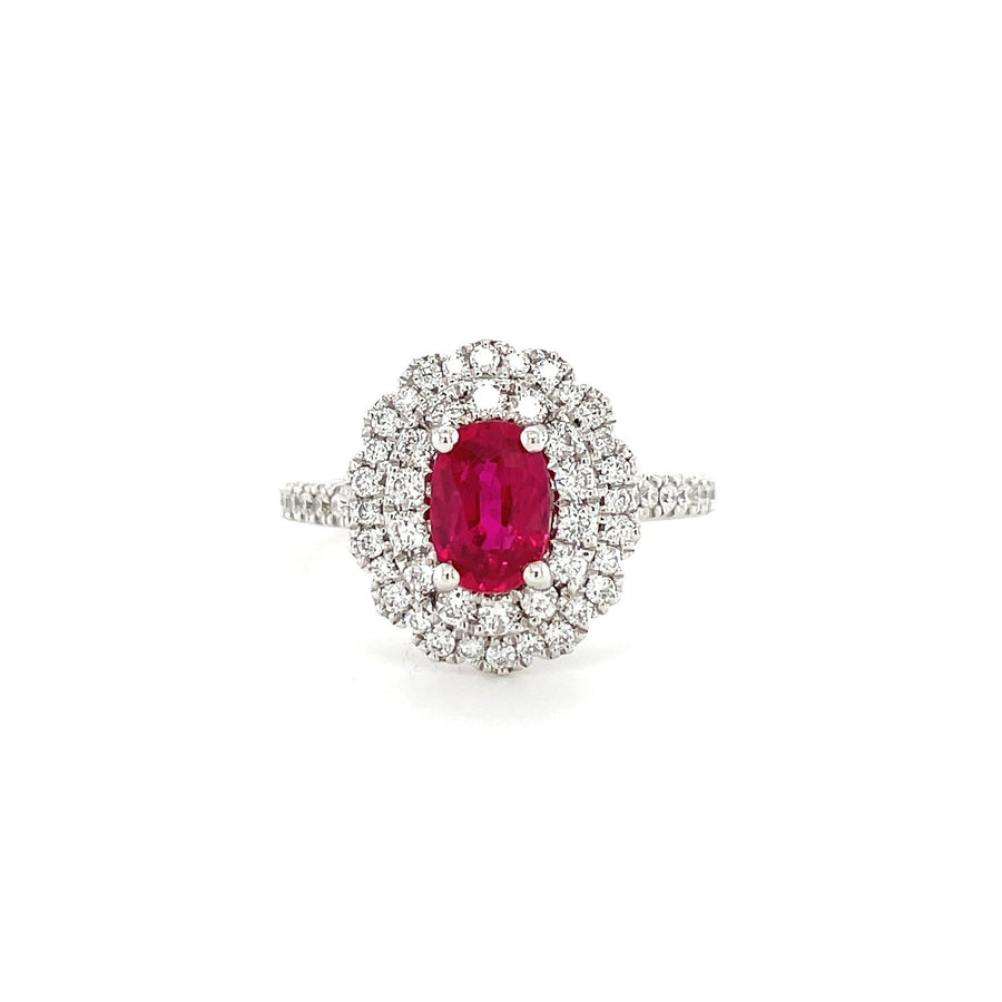 Double Halo Ruby Diamond Ring - RREDW00448