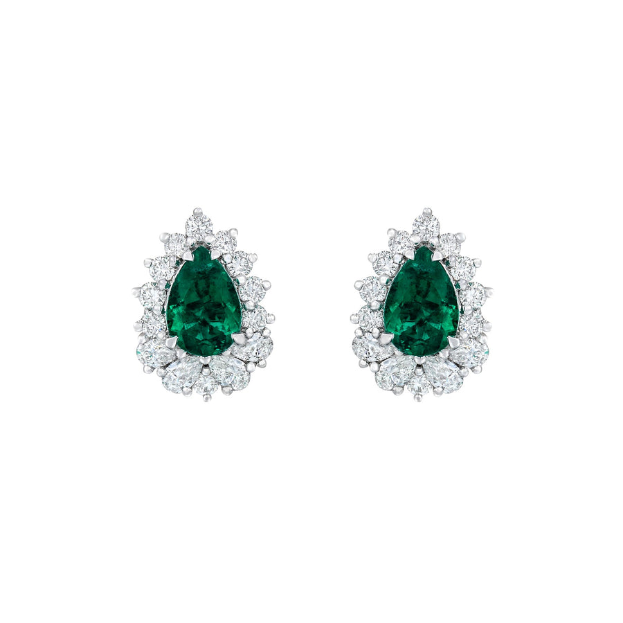 Emerald and Diamond Stud Earrings - EENEL00046