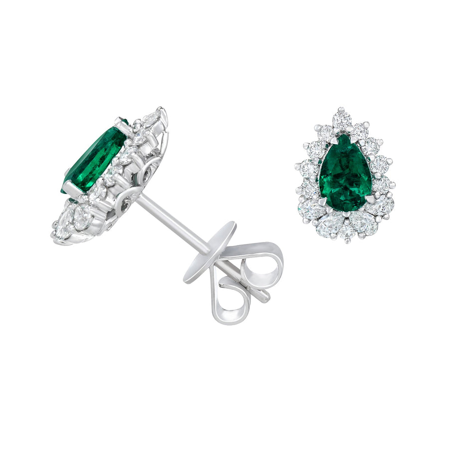 Emerald and Diamond Stud Earrings - EENEL00046