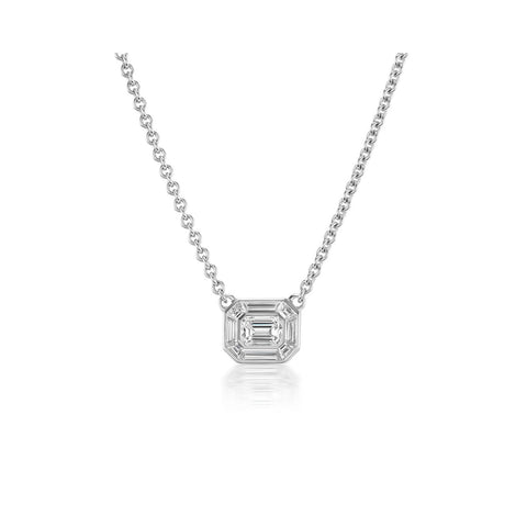 Emerald Cut Diamond Necklace-Emerald Cut Diamond Necklace - 39648