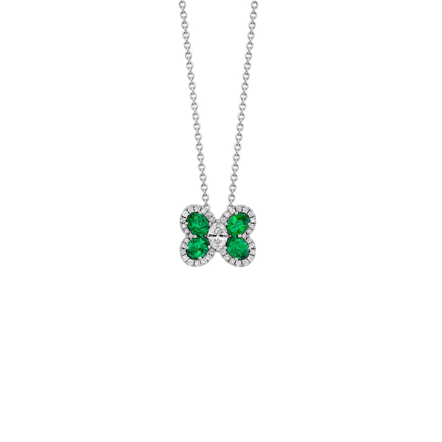 Emerald Diamond Butterfly Necklace - ENSPK00082
