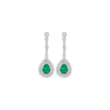 Emerald Diamond Dangle Earrings-Emerald Diamond Dangle Earrings -