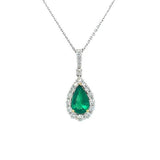 Emerald Diamond Drop Pendant and Chain-Emerald Diamond Drop Pendant and Chain -