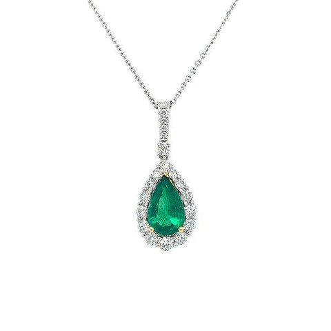 Emerald Diamond Drop Pendant and Chain-Emerald Diamond Drop Pendant and Chain -