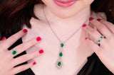 Emerald Diamond Drop Pendant and Chain -