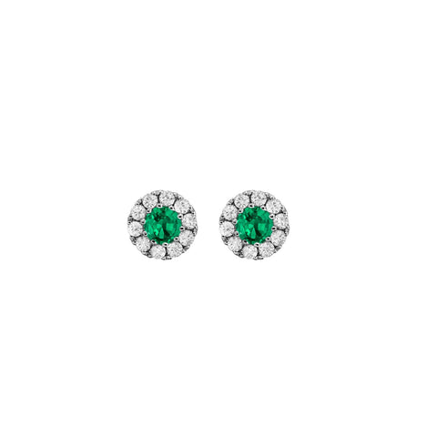 Emerald Diamond Earrings-Emerald Diamond Earrings - E6651-EM