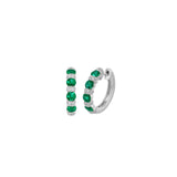 Emerald Diamond Hoop Earrings-Emerald Diamond Hoop Earrings - E6232-EM