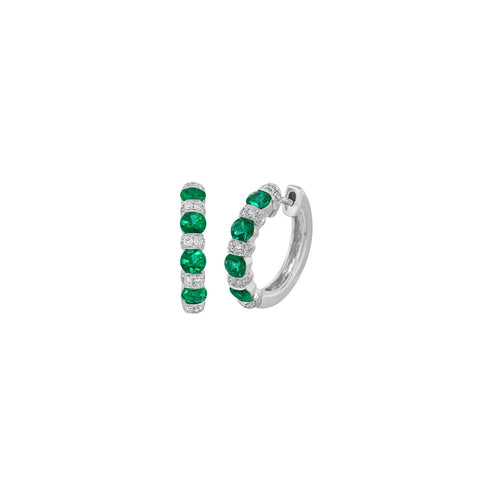 Emerald Diamond Hoop Earrings - E6232-EM