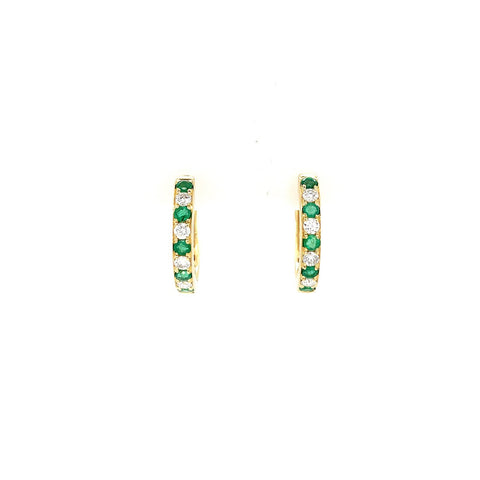 Emerald Diamond Hoop Earrings - EEEDW00073