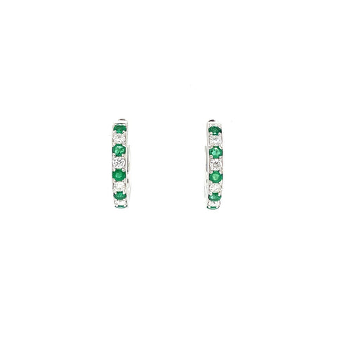 Emerald Diamond Hoop Earrings-Emerald Diamond Hoop Earrings - EEEDW00082