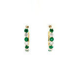 Emerald Diamond Hoop Earrings-Emerald Diamond Hoop Earrings - EEHEE00073