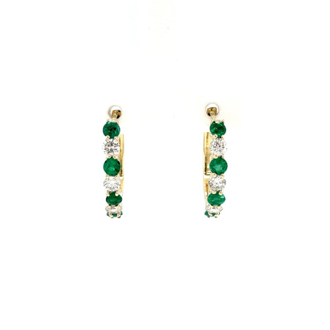 Emerald Diamond Hoop Earrings - EEHEE00073