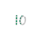 Emerald Diamond Hoop Earrings-Emerald and diamond alternating hoop earrings in 18 karat white gold.