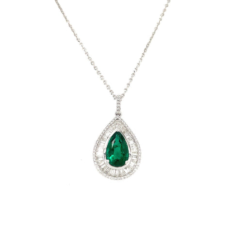 Emerald Diamond Necklace-Emerald Diamond Necklace - ENEDW00064