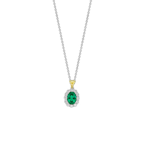 Emerald Diamond Necklace-Emerald Diamond Necklace - P6290-EM