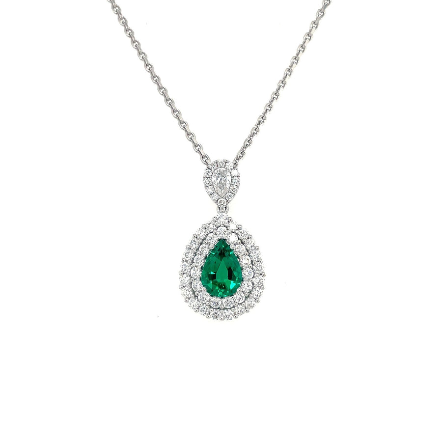 Emerald Diamond Pear Necklace - ENSPK00055