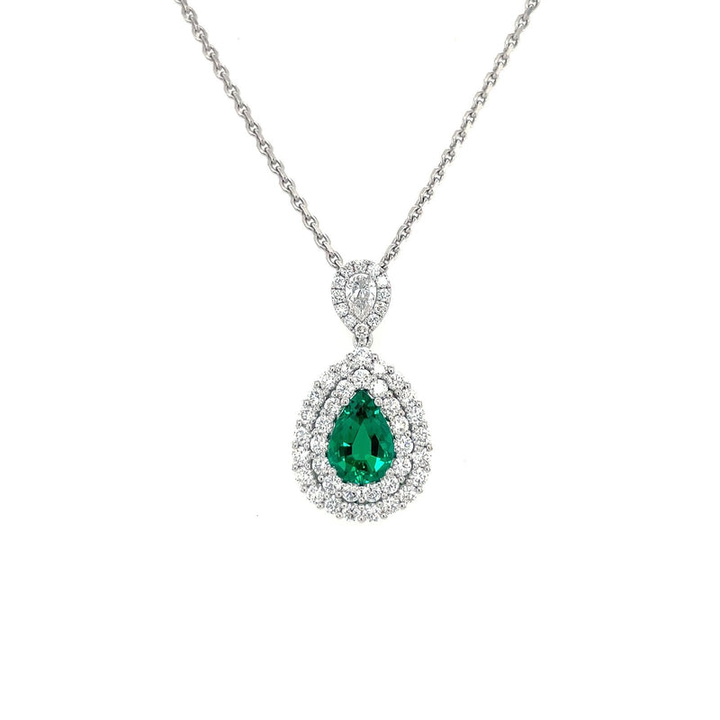 Emerald Diamond Pear Necklace-Emerald Diamond Pear Necklace - ENSPK00055