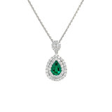 Emerald Diamond Pear Necklace-Emerald Diamond Pear Necklace - ENSPK00055