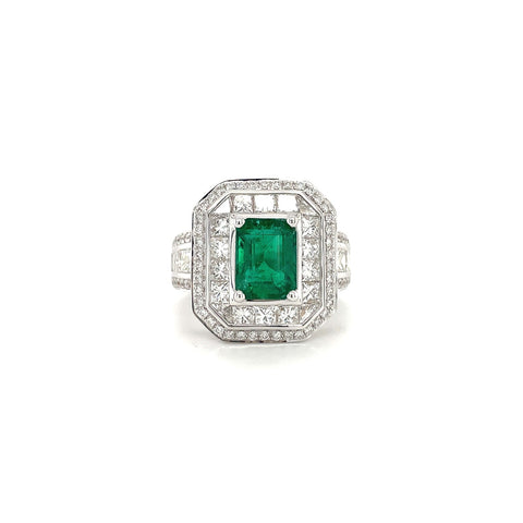 Emerald Diamond Ring-Emerald Diamond Ring - EREDW00073