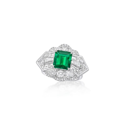 Emerald Diamond Ring-Emerald Diamond Ring - ERKHN00208