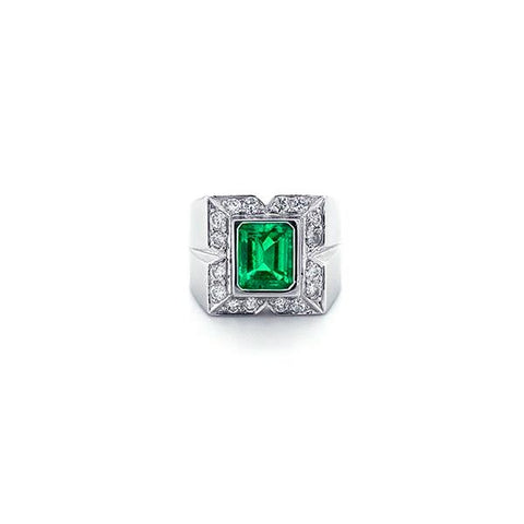 Emerald Diamond Ring-Emerald Diamond Ring - ERNEL00055
