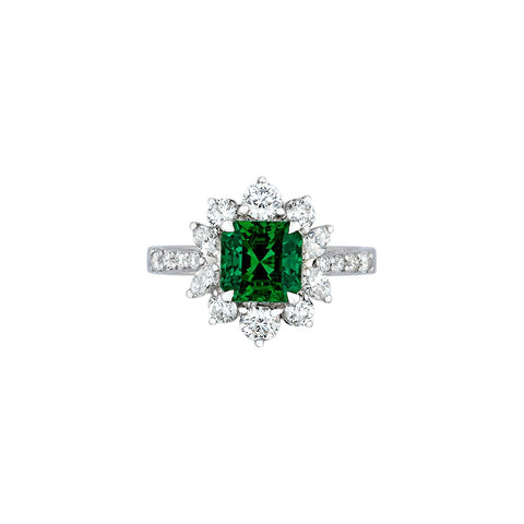 Emerald Diamond Ring-Emerald Diamond Ring - ERNEL00240