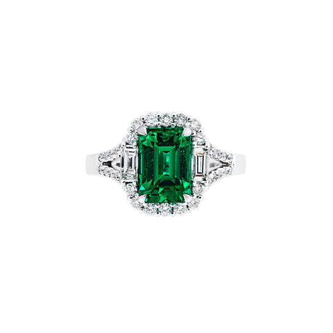 Emerald Diamond Ring-Emerald Diamond Ring - ERNEL00299