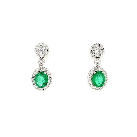 Emerald Drop Diamond Earrings-Emerald Drop Diamond Earrings - EEEDW00064