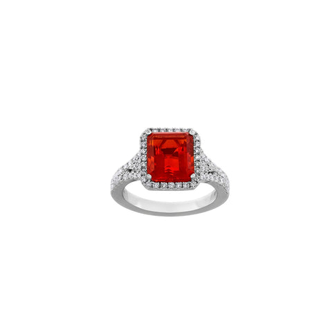 Fire Opal Diamond Ring-Fire Opal Diamond Ring - R6512-FOP
