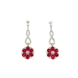 Floral Ruby Diamond Dangling Earrings-Floral Ruby Diamond Dangling Earrings - RETIJ00109