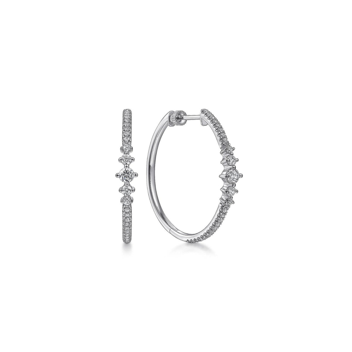 Gabriel &amp; Co. Diamond Classic Hoop Earrings in 14 karat white gold.&nbsp;