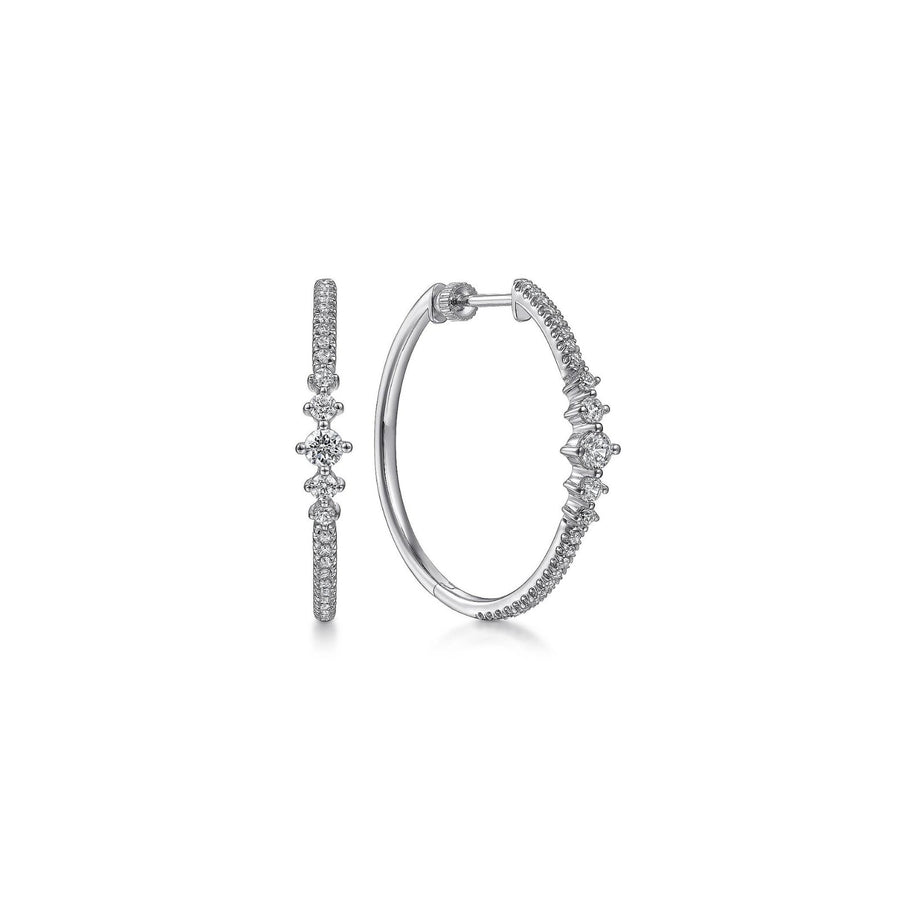 Gabriel &amp; Co. Diamond Classic Hoop Earrings in 14 karat white gold.&nbsp;