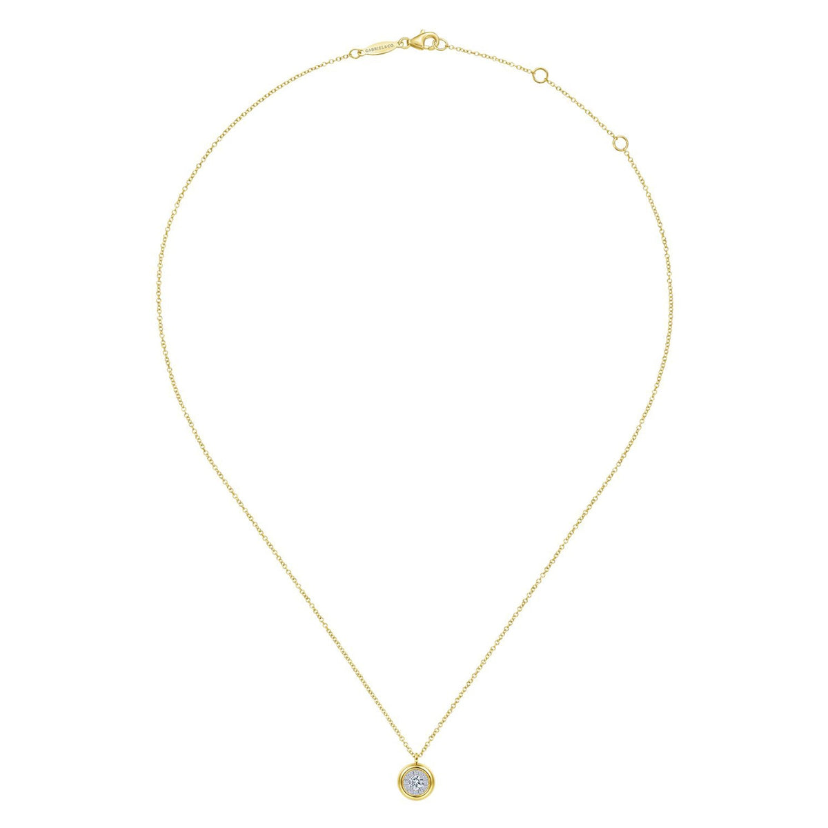 Gabriel & Co. Bezel Set Diamond Pendant Necklace - NK6617Y45JJ