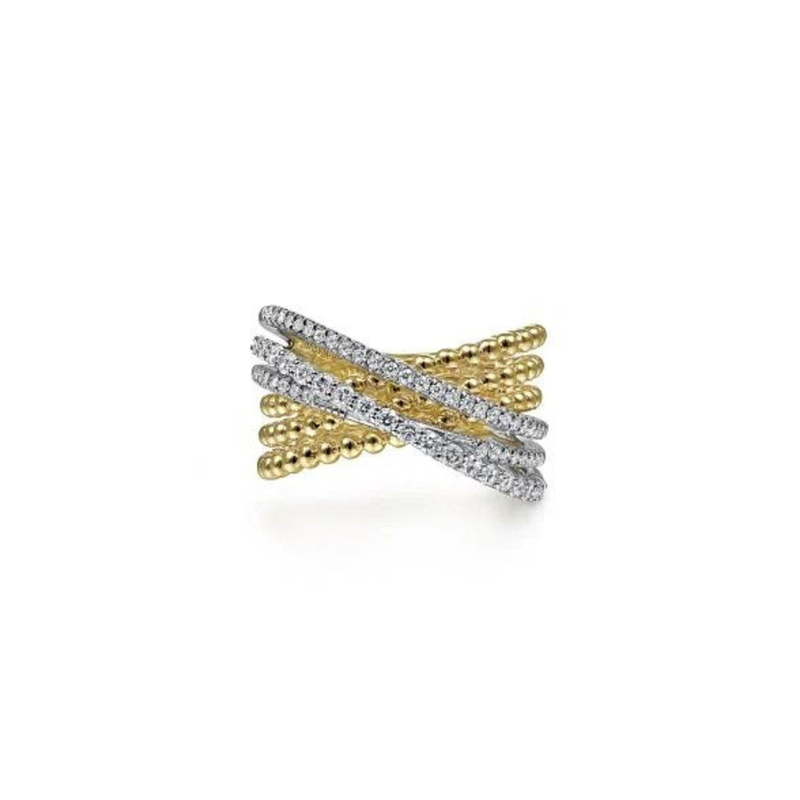 Gabriel & Co. Bujukan Ball and Diamond Criss Cross Ring - LR51636M45JJ