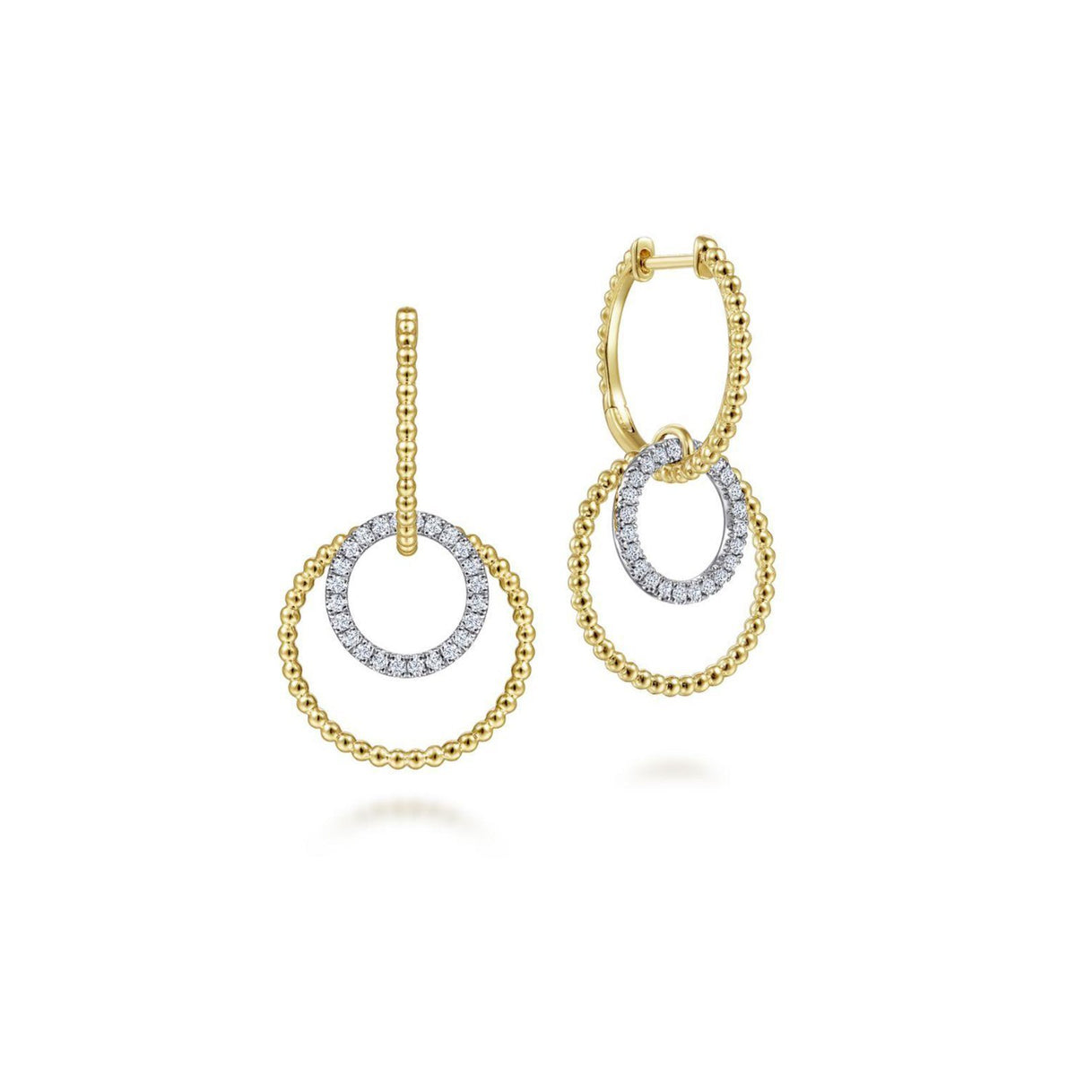 Gabriel & Co. Bujukan Ball and Diamond Open Circle Huggie Drop Earrings - EG14285M45JJ