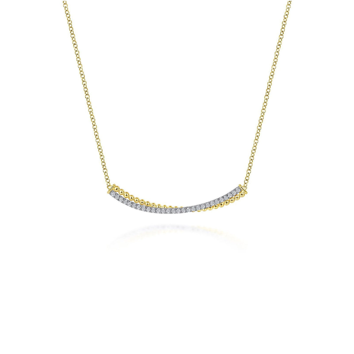 Gabriel & Co. Bujukan Bead and Diamond Pavé Curved Bar Necklace - NK6367M45JJ
