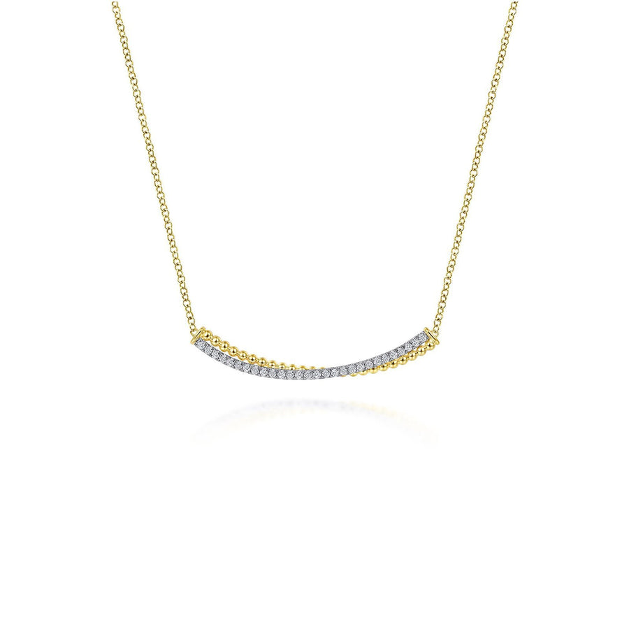 Gabriel & Co. Bujukan Bead and Diamond Pavé Curved Bar Necklace - NK6367M45JJ