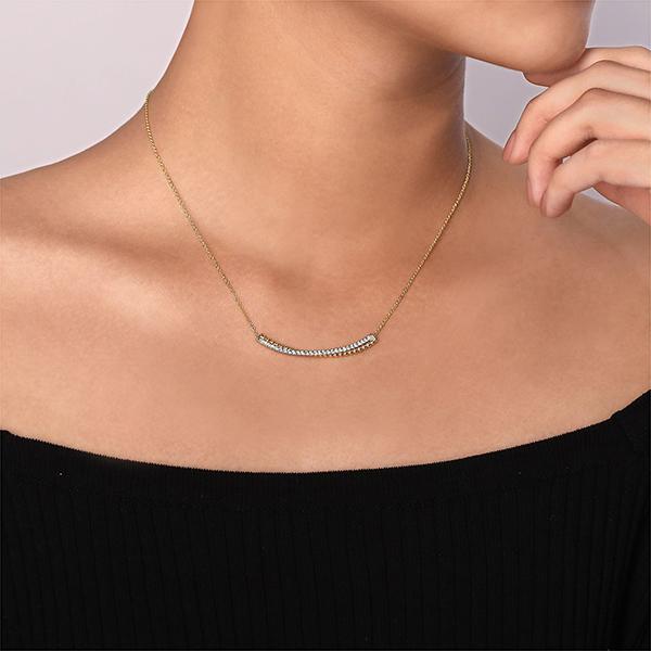 Gabriel & Co. Bujukan Bead and Diamond Pavé Curved Bar Necklace - NK6367M45JJ