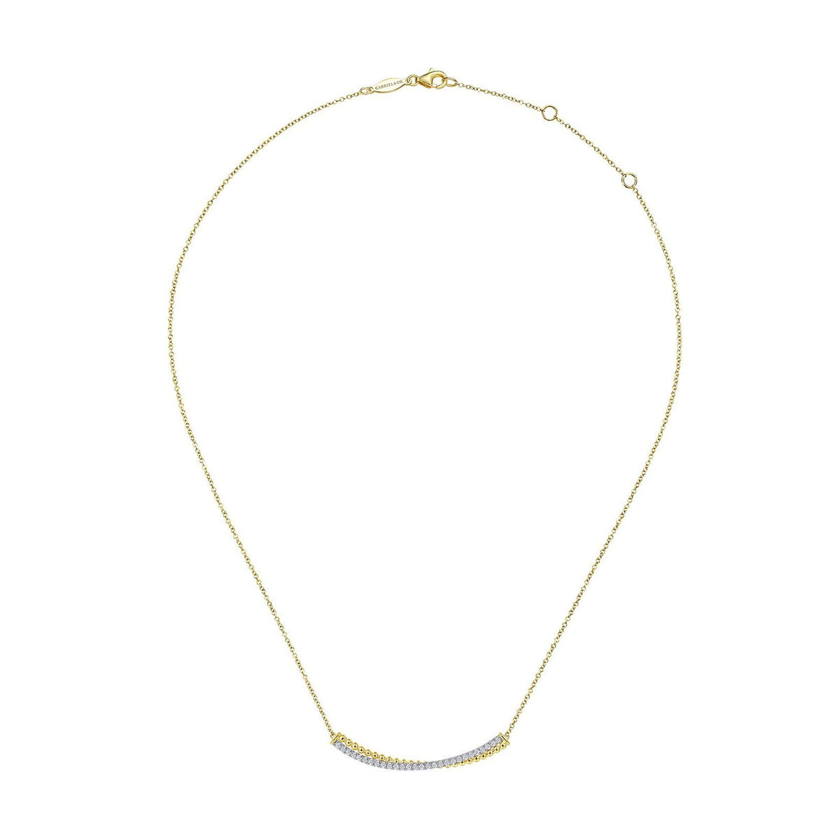 Gabriel & Co. Bujukan Bead and Diamond Pavé Curved Bar Necklace - NK6367M45JJ