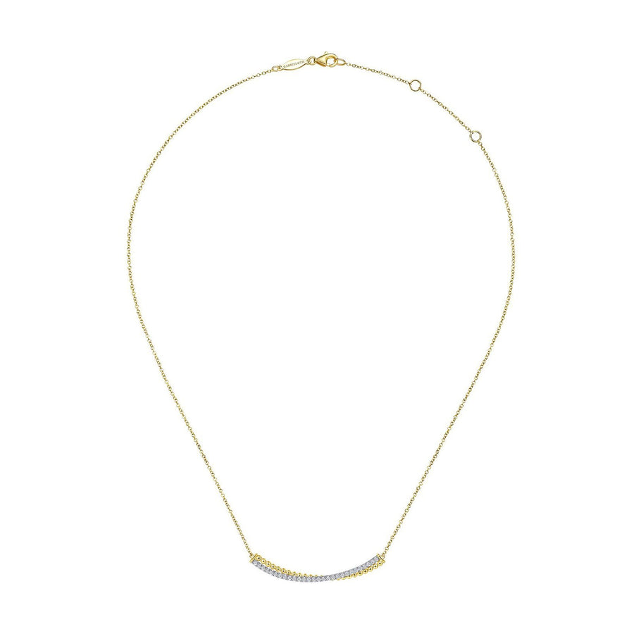 Gabriel & Co. Bujukan Bead and Diamond Pavé Curved Bar Necklace - NK6367M45JJ