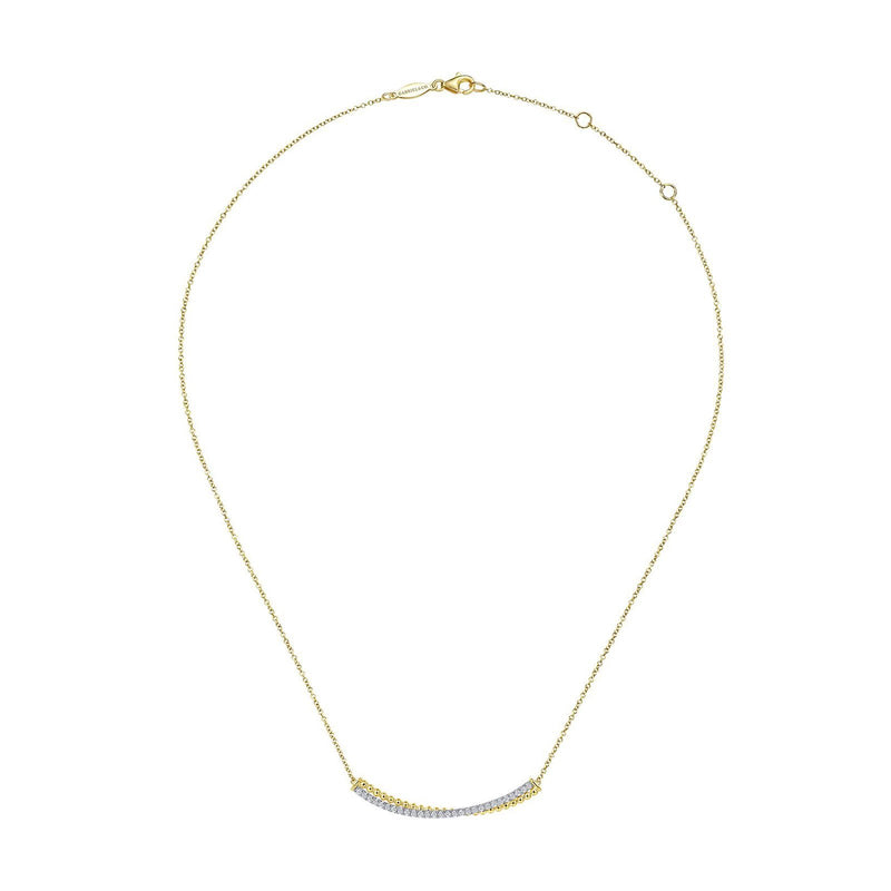 Gabriel & Co. Bujukan Bead and Diamond Pavé Curved Bar Necklace-Gabriel & Co. Bujukan Bead and Diamond Pavé Curved Bar Necklace - NK6367M45JJ